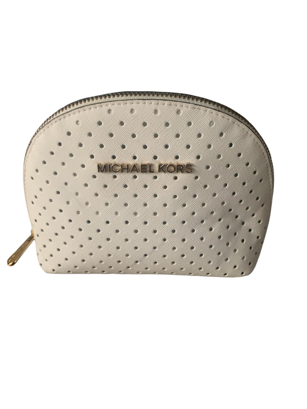 Michael Kors White Perforated Cosmetic Pouch with free surprises inside